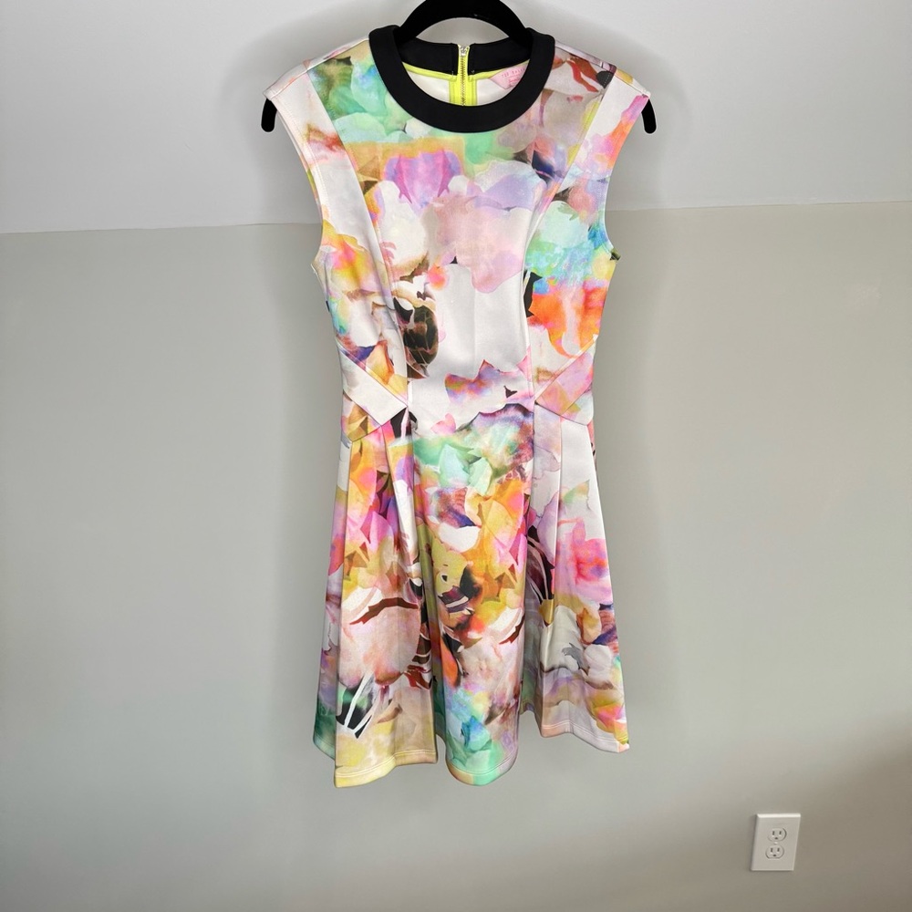 Ted Baker London Jeneyy Electric Daydream Dress Floral Sleeveless Mini Size 4
